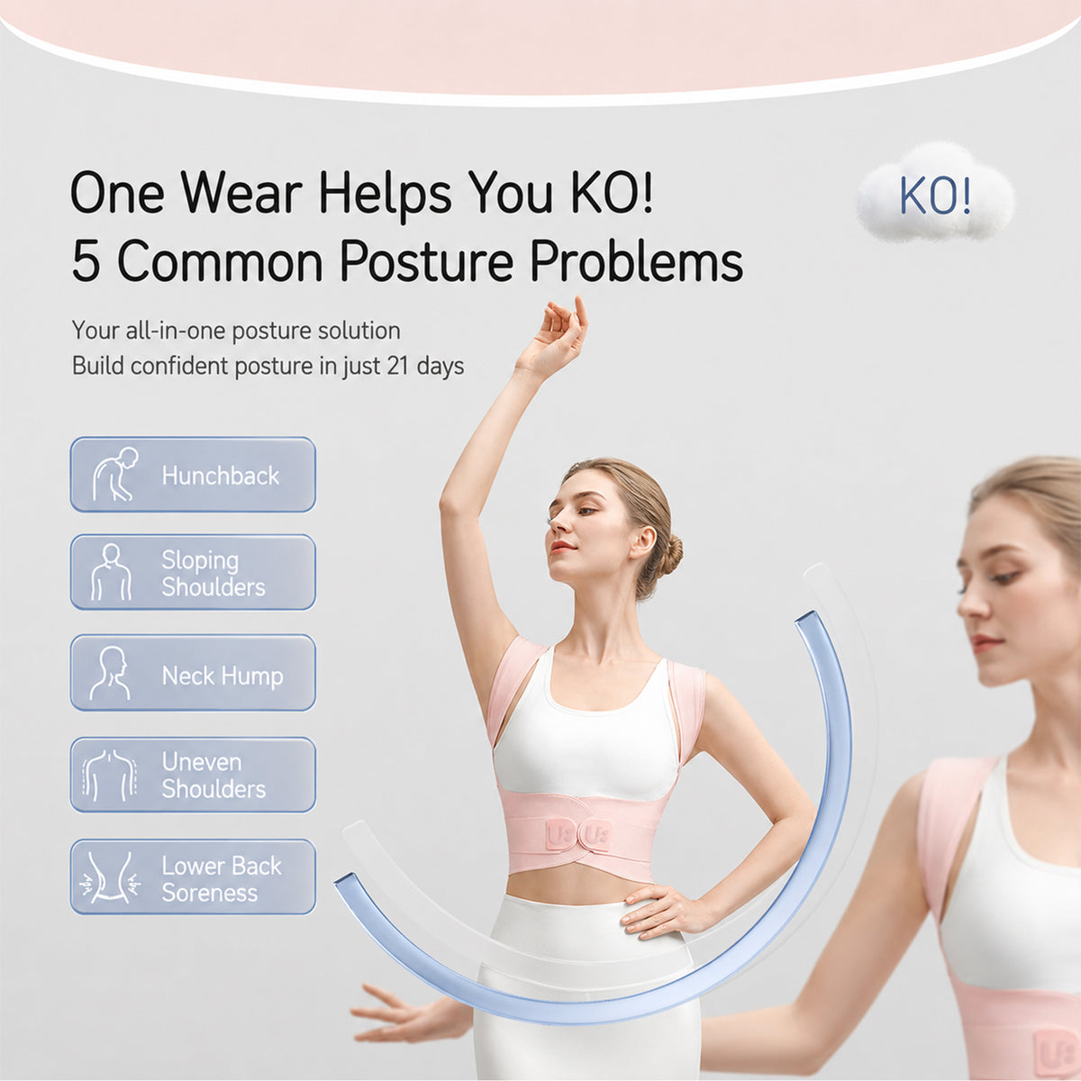 UOUBEO S9 Invisible Back Support Belt – Posture Corrector & Spine Support for Men & Women