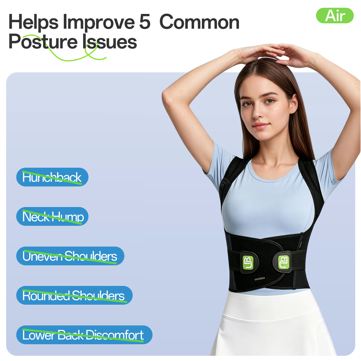 UOUBEO Air – Breathable Double-Layer Mesh Posture Corrector & Waist Support