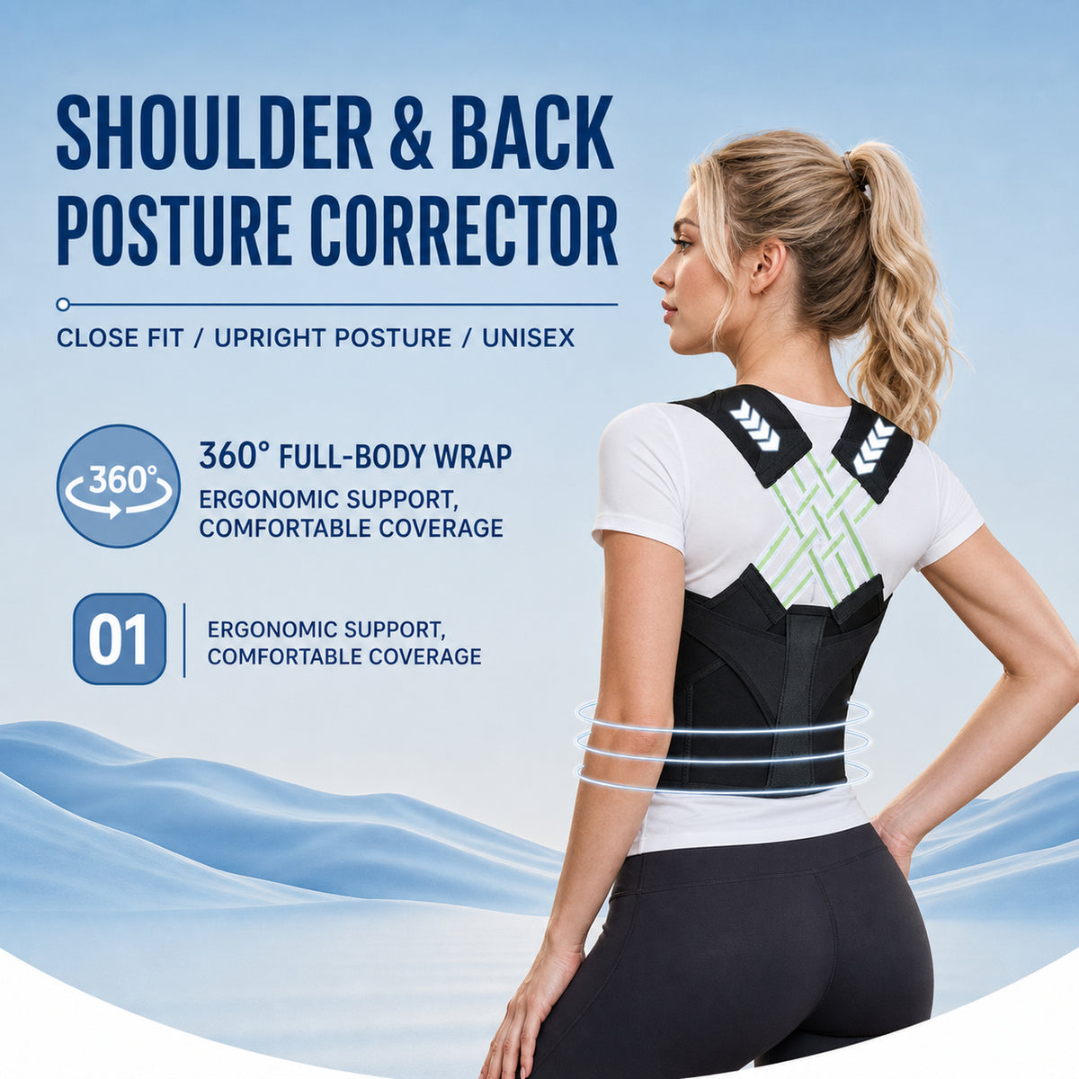 UOUBEO X Posture Corrector – Unisex Breathable Posture & Waist Support
