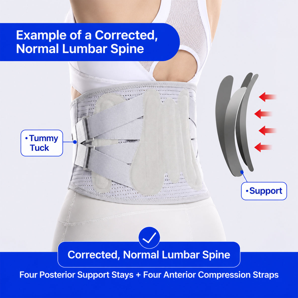 UOUBEO H6 Lumbar Support Belt – 4 Steel Stays & 360° Support