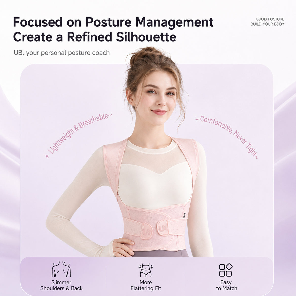 UOUBEO XZ Posture Shaping Back Support Belt – Elegant Body Sculpting Brace for Women