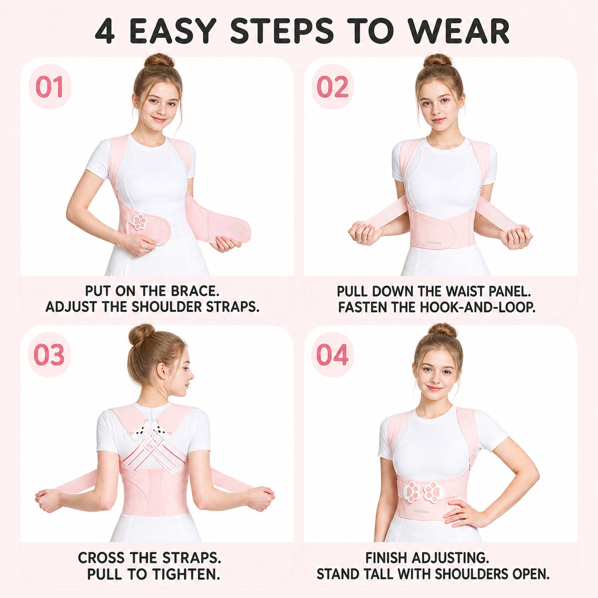 UOUBEO Kitty Women’s Open-Shoulder Posture Corrector – Breathable Comfort with Cute Cat Paw Design