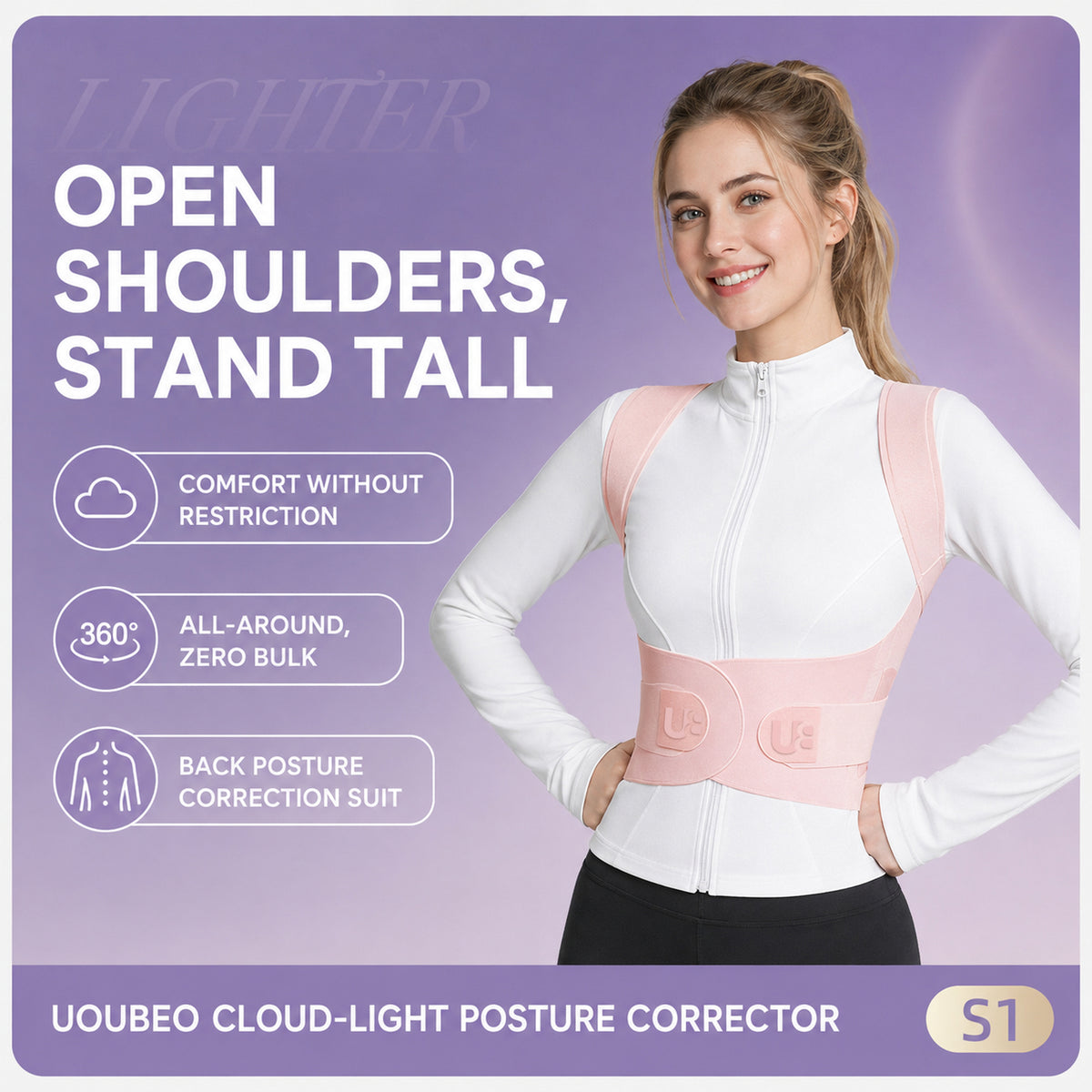 UOUBEO S1 Posture Corrector Shirt – Breathable Back Support for Better Posture