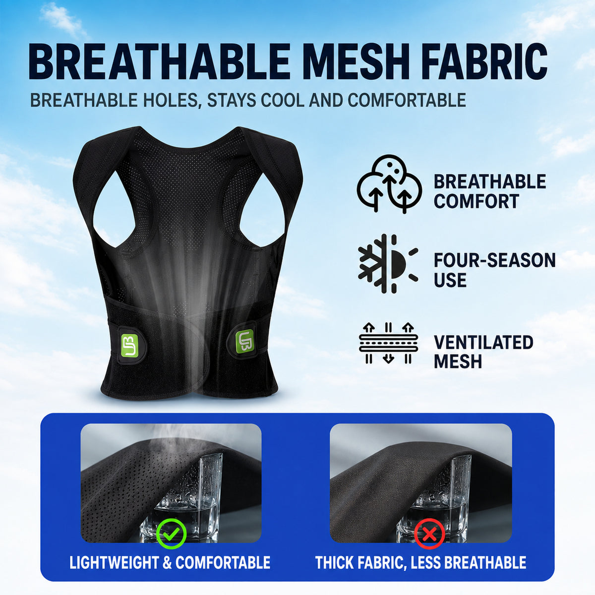 UOUBEO SKY Kids Posture Corrector – 3-Spine Support Back Brace with Breathable Comfort Design