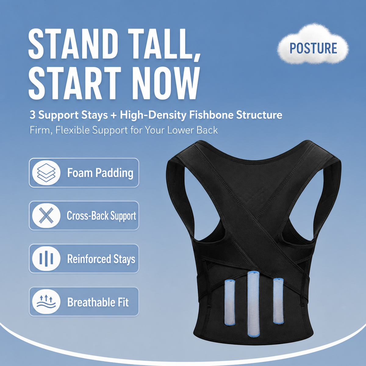 UOUBEO E9 Enhanced Comfort Back Support Belt – Reinforced Lumbar Brace for Men & Women