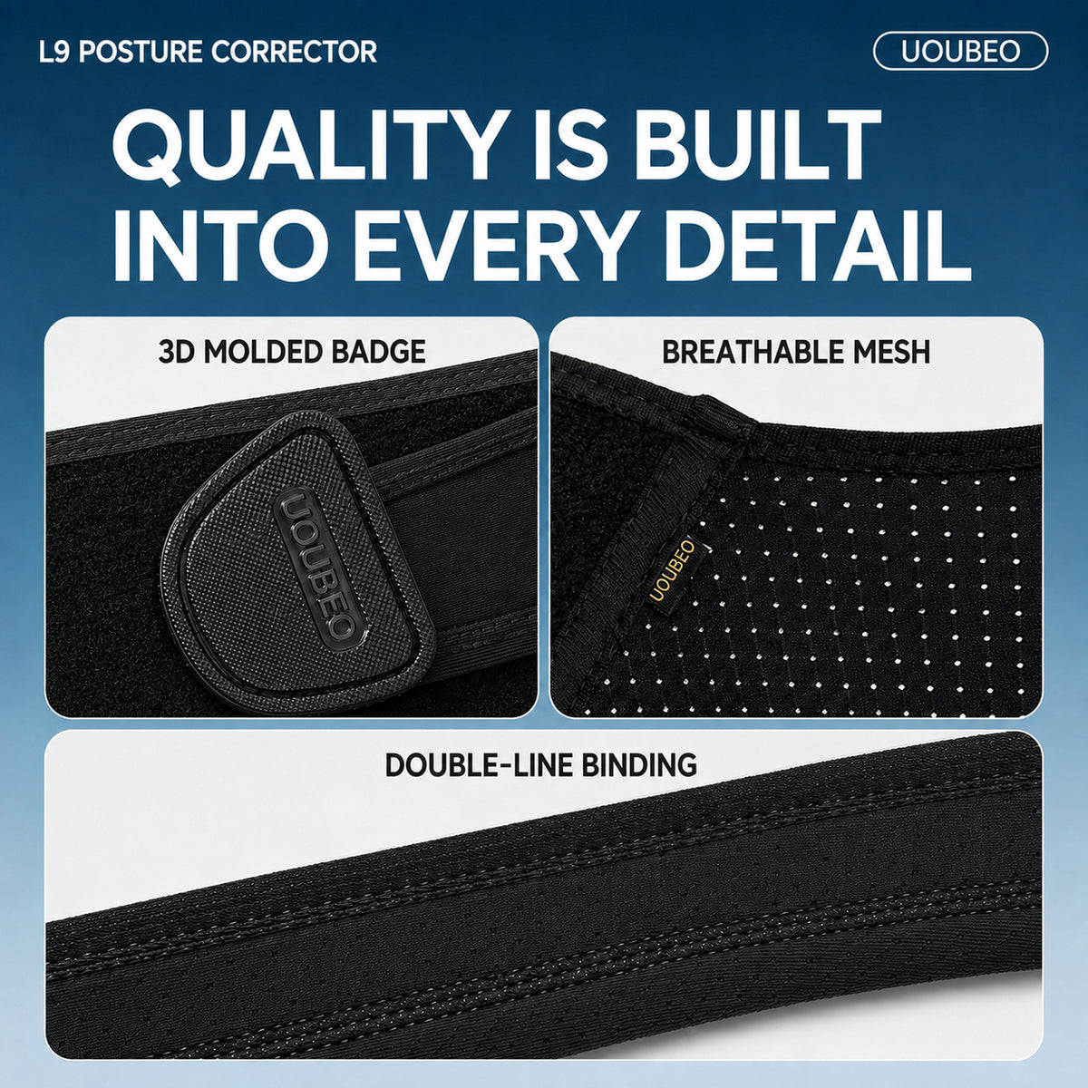 UOUBEO L9 Posture Corrector – Breathable 3-Spine Support Back Brace