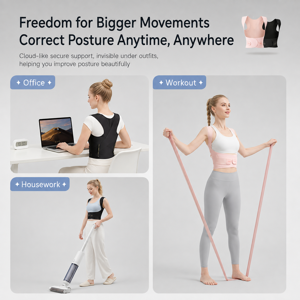 UOUBEO S9 Invisible Back Support Belt – Posture Corrector & Spine Support for Men & Women