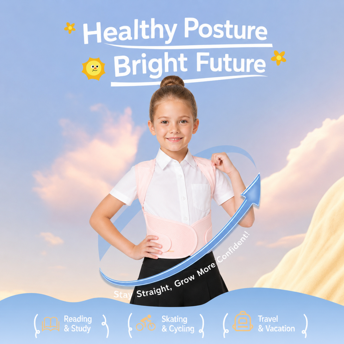 UOUBEO D9 Kids Posture Corrector – Lightweight & Breathable Mesh Back Support