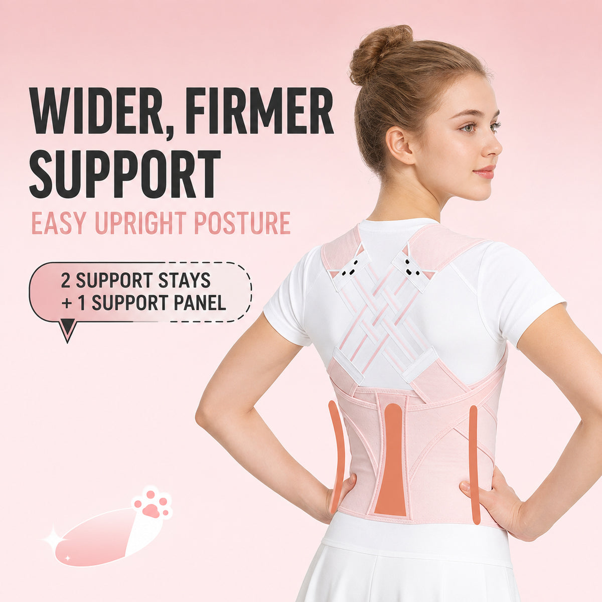 UOUBEO Kitty Women’s Open-Shoulder Posture Corrector – Breathable Comfort with Cute Cat Paw Design