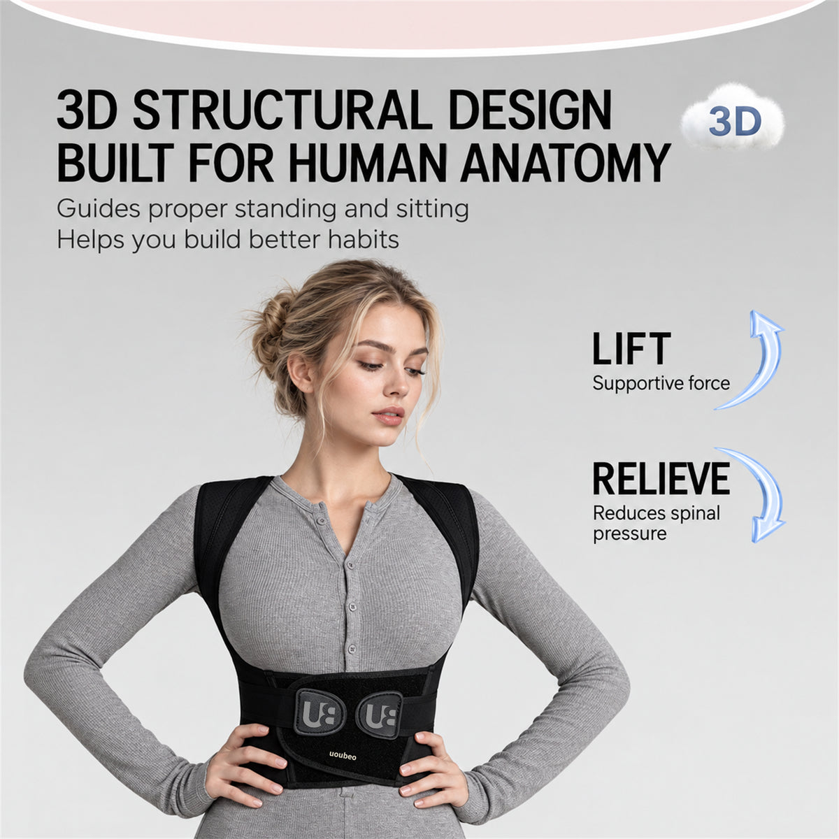 UOUBEO XL Posture Corrector – Breathable Stretch Support with Flexible Spine Support & Waist Protection