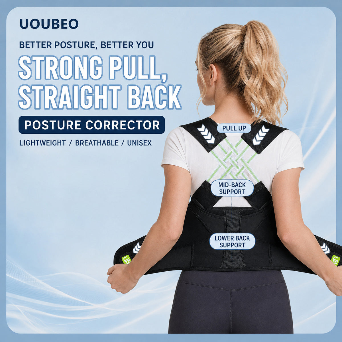 UOUBEO X Posture Corrector – Unisex Breathable Posture & Waist Support